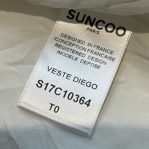 Suncoo Paris White Herringbone veste diego Blazer TO (Extra Small) - Picture 9 of 10